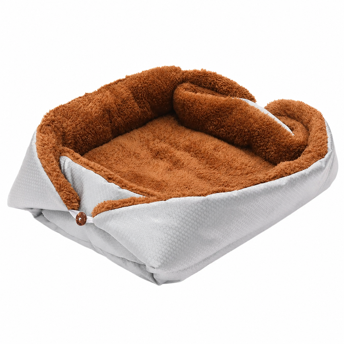 Lit long en peluche pour chat - Gris
