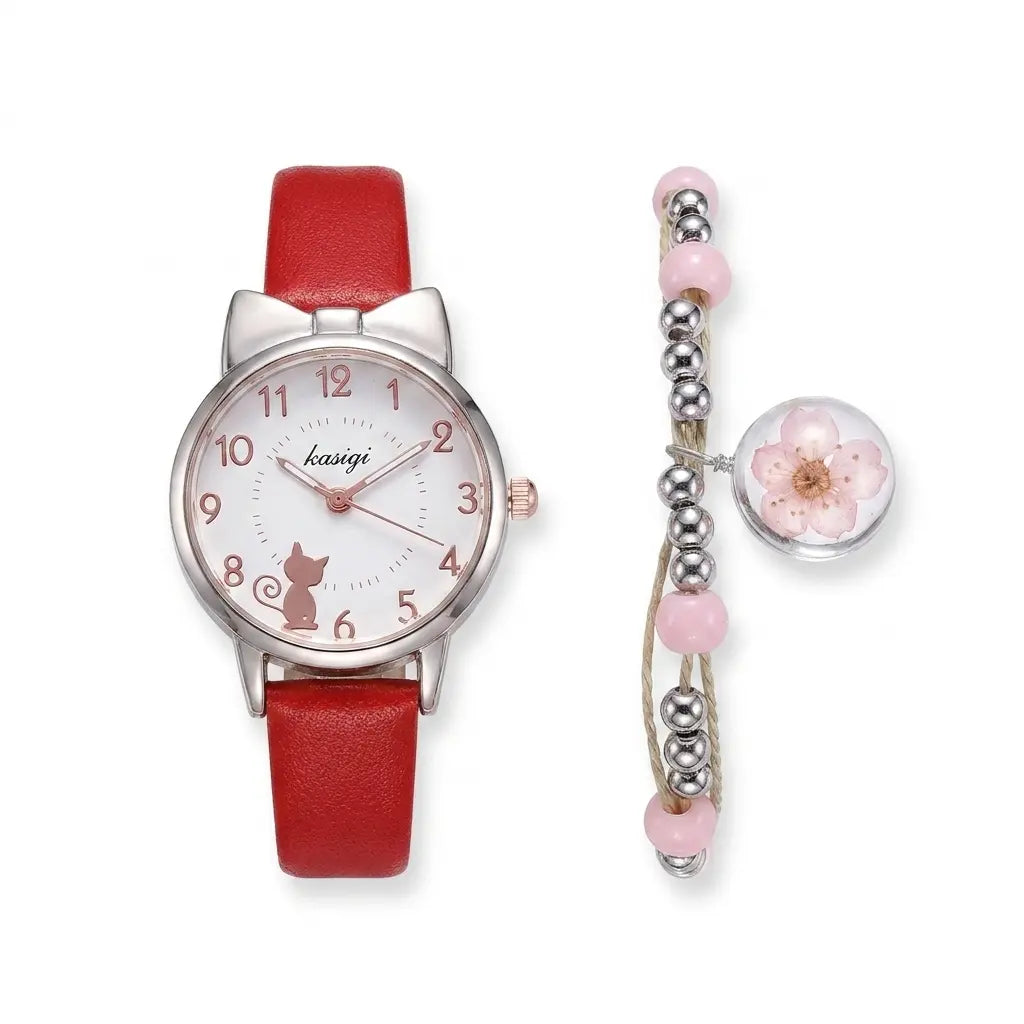 Montre à quartz avec oreilles de chat pour fille Pour toi Mon chat
