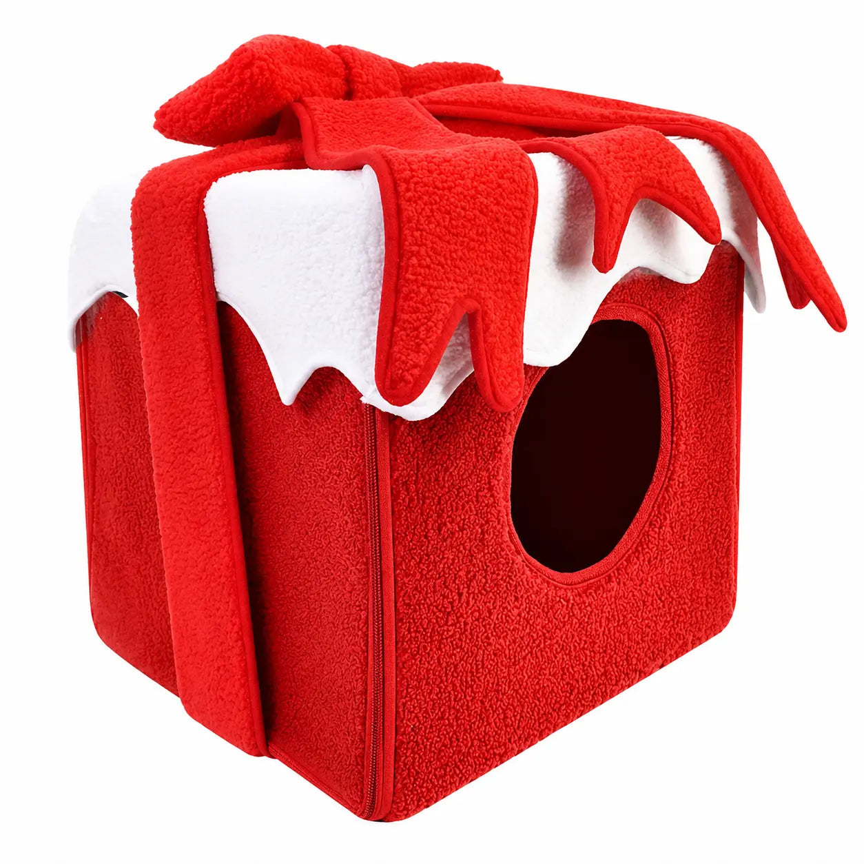 Noël cabane Lit pour Chat et Chien, fermée, doux et confortable - NoëlChatCadeau™ Pour toi Mon chat
