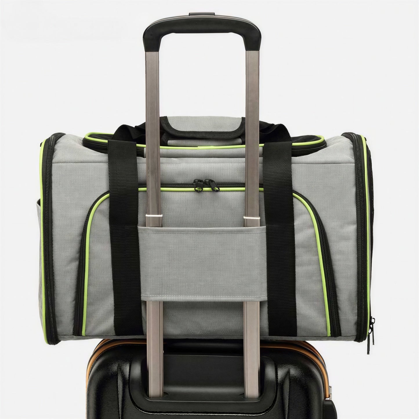 Sac de transport pliable et respirant vert et gris pour chat Pour toi Mon chat