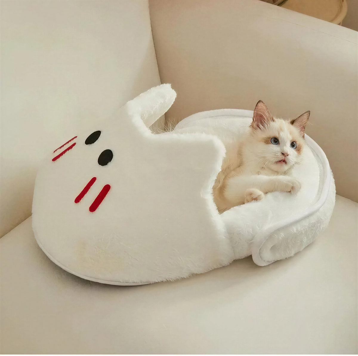 Niche pour Chat Blanche Design de Pantoufle Pour toi Mon chat