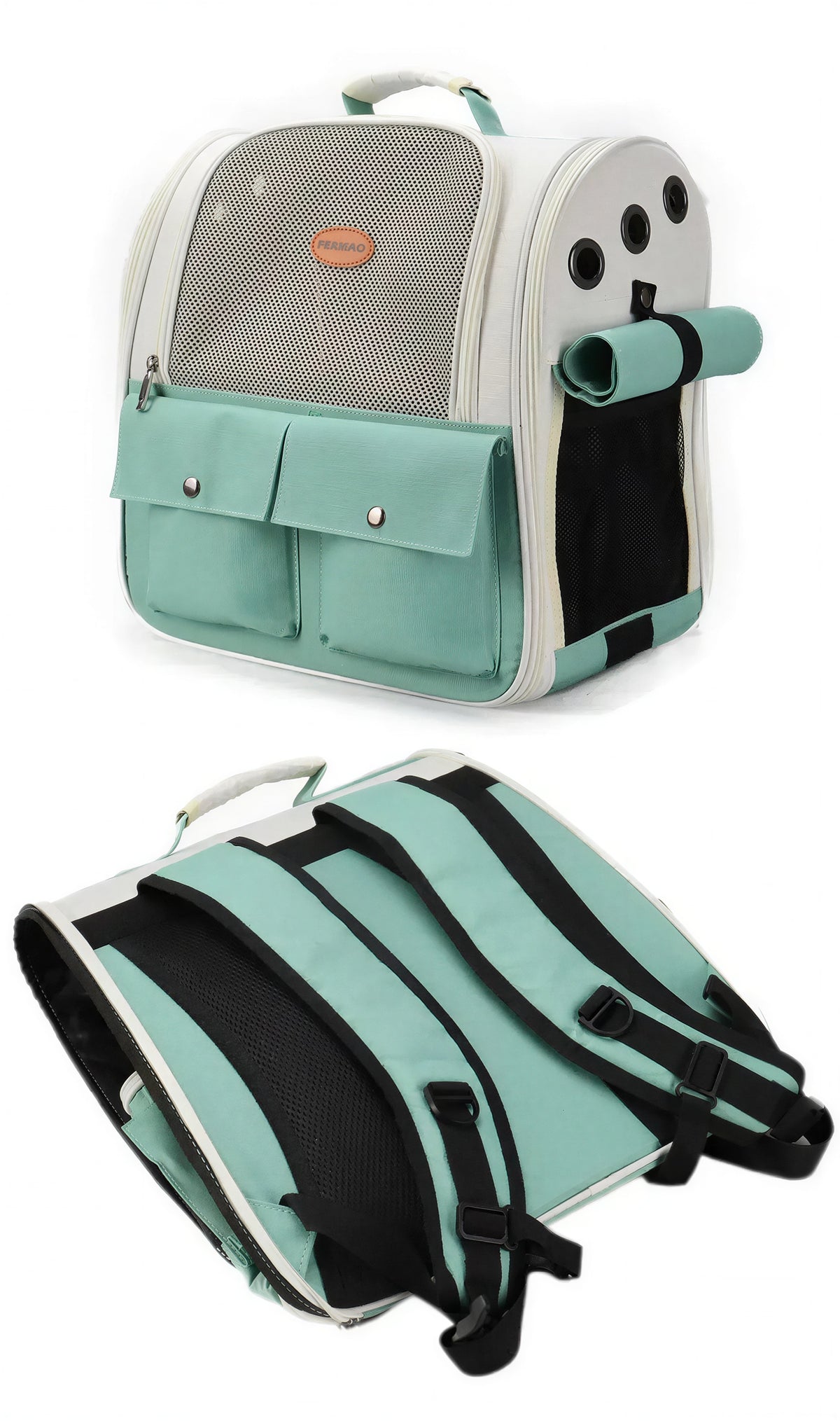 Sac à dos vert pliable et ventilé pour chat - vue 10