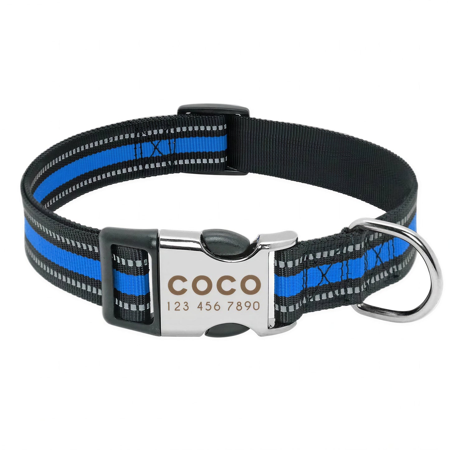 Collier rayé personnalisé réfléchissant en nylon avec gravure pour chat Pour toi Mon chat