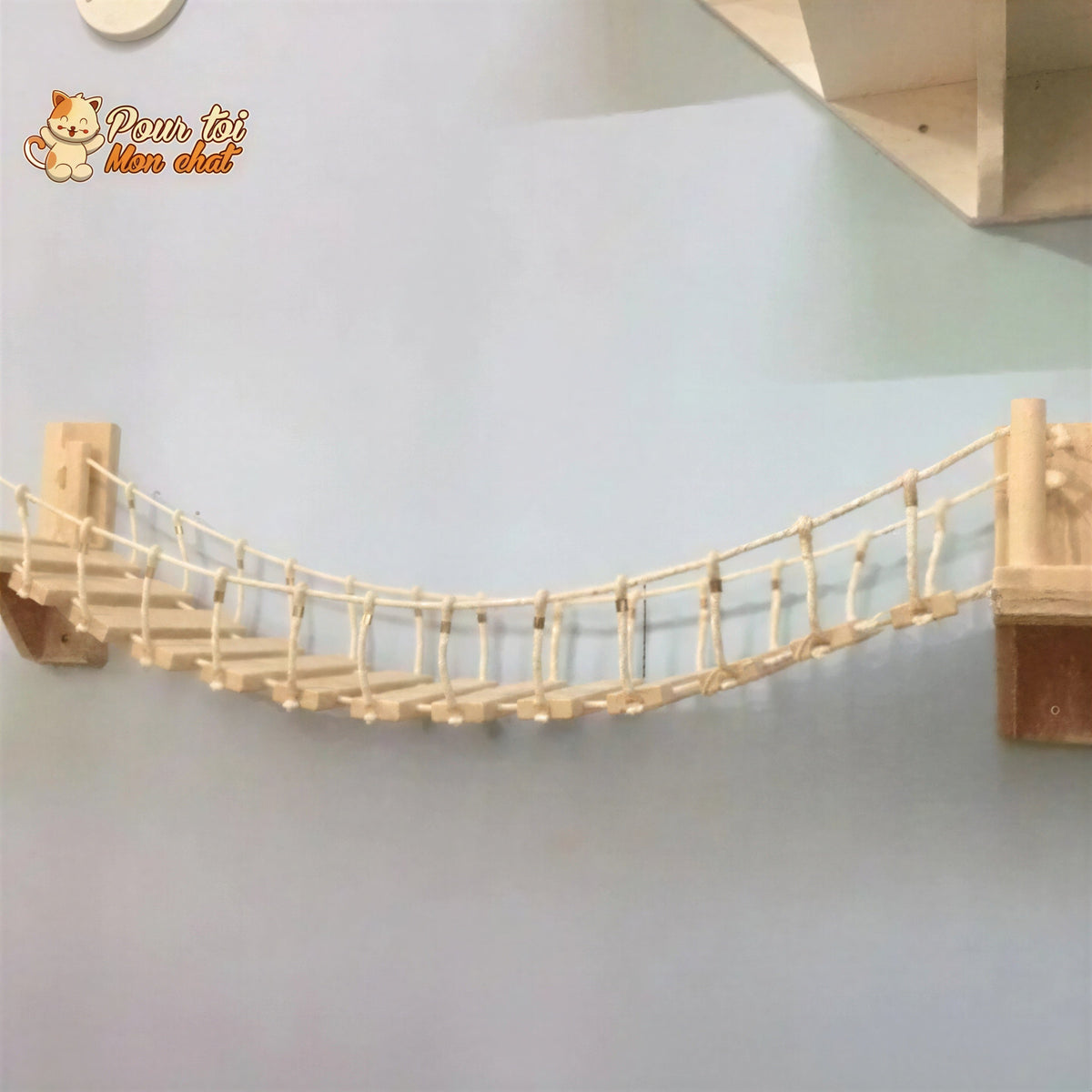 Arbre à chat en forme de pont en bois suspendu Pour toi Mon chat