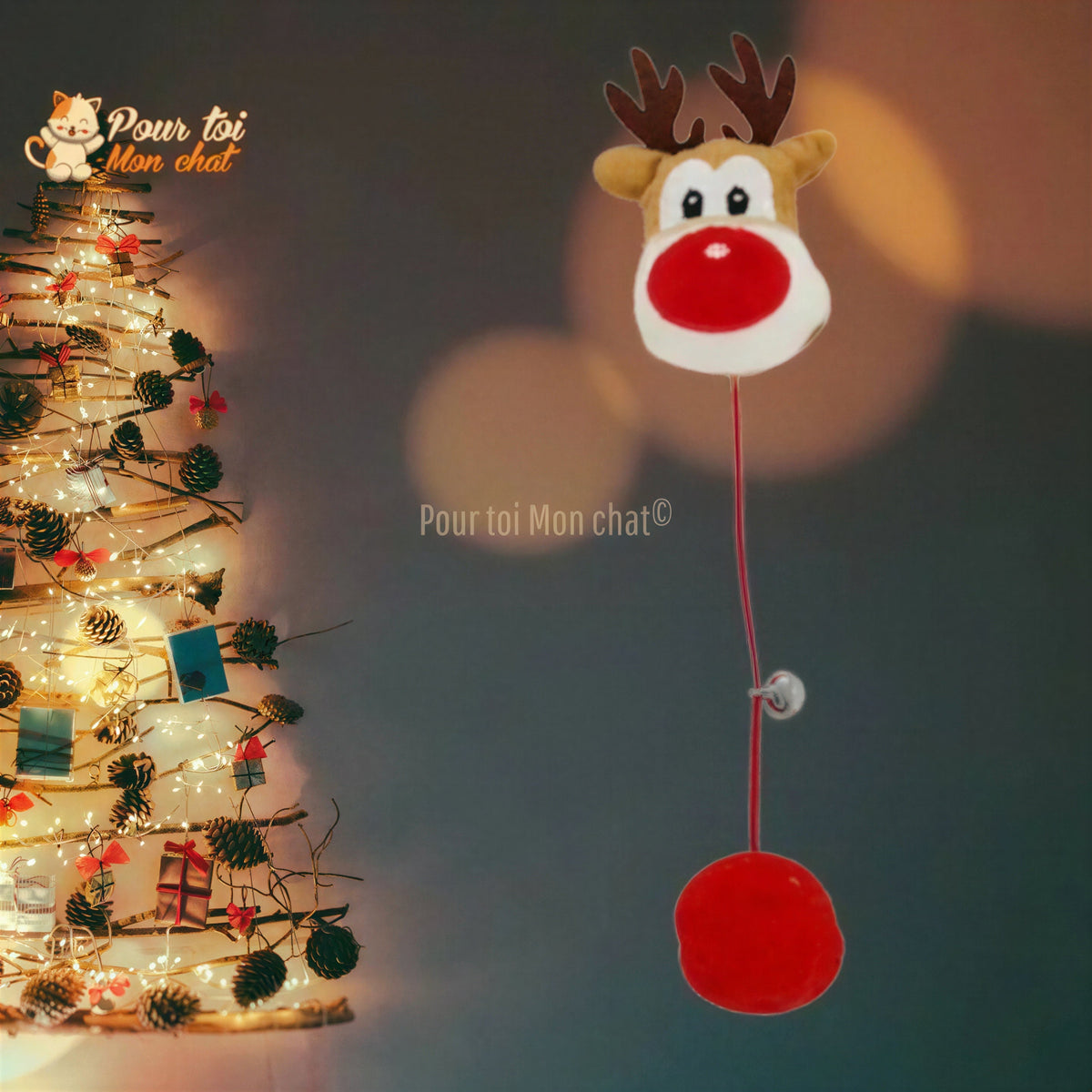 Noël Jouets en Peluche, fourrure, boule, cloche, poupées - Pour Chat - PomponNoëlChat™ Pour toi Mon chat