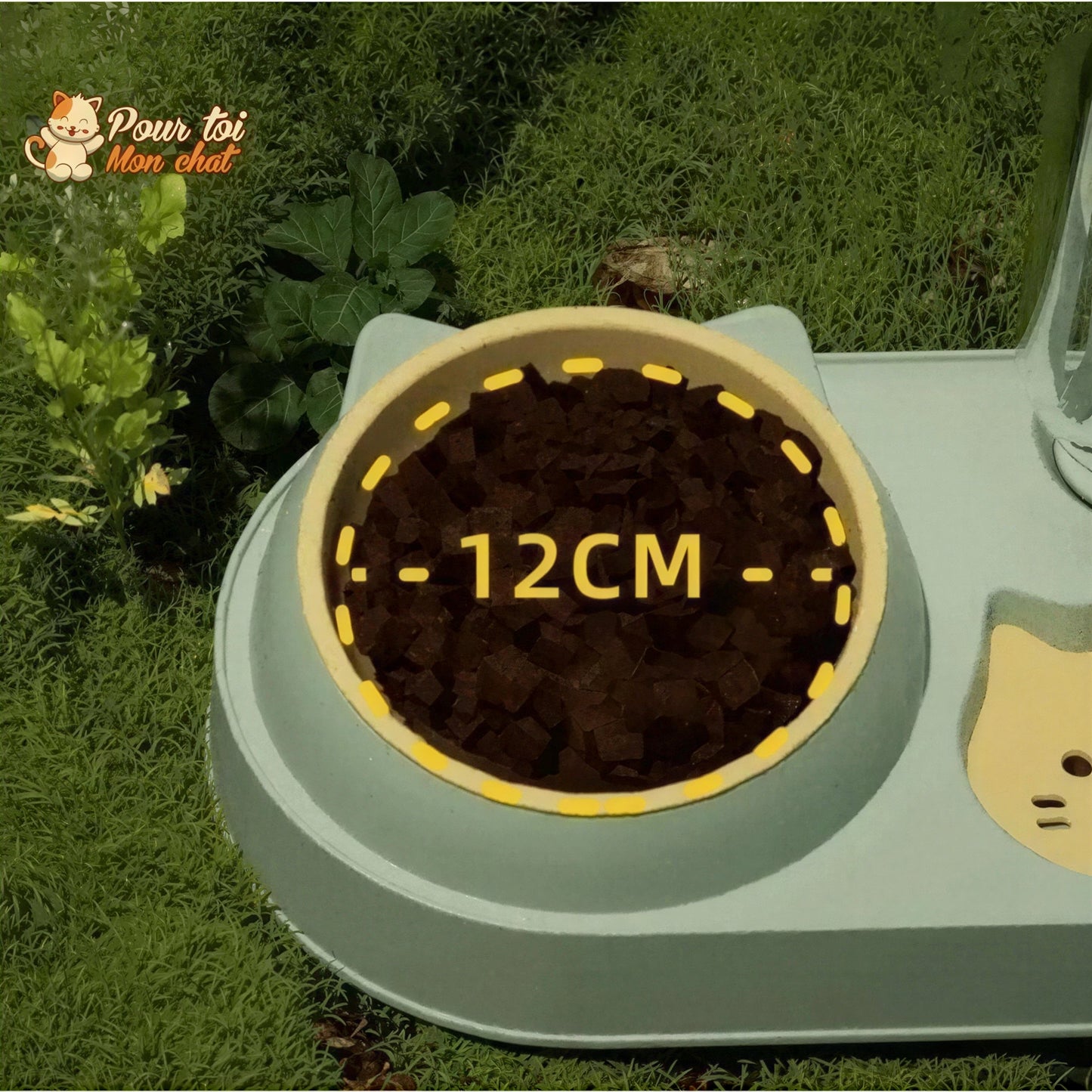 Fontaine à eau et bols à croquettes et friandises pour chat - Perfect Trio Pour toi Mon chat
