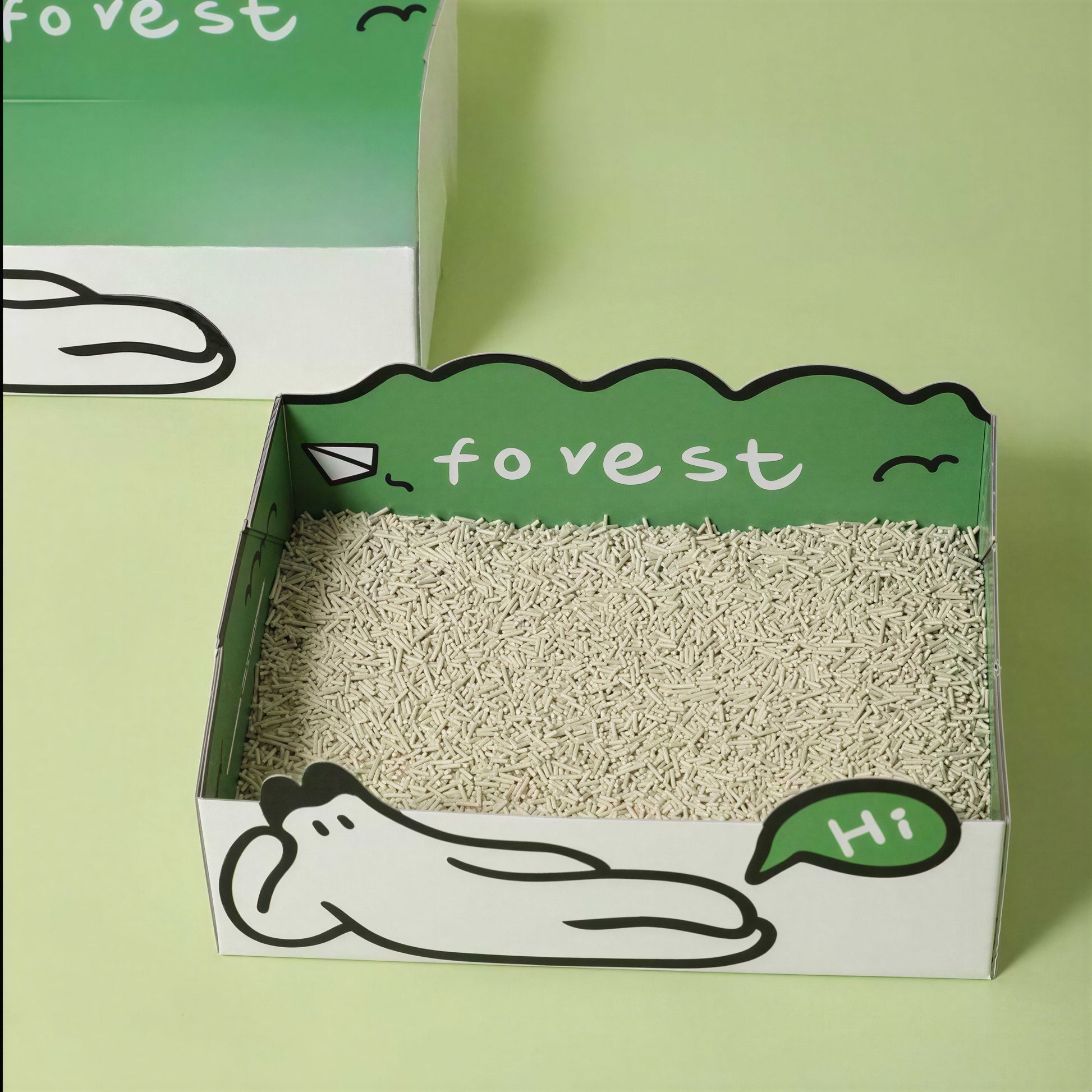 Bac à litière semi-fermé en papier ondulé pour chat Pour toi Mon chat