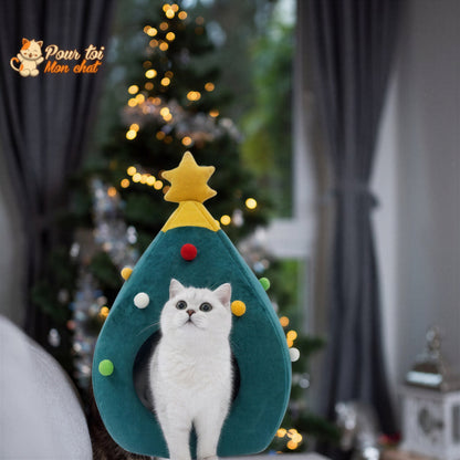 Noël - Niche, lit en forme de Sapin de Noël - MonBeauChatPin™ Pour toi Mon chat