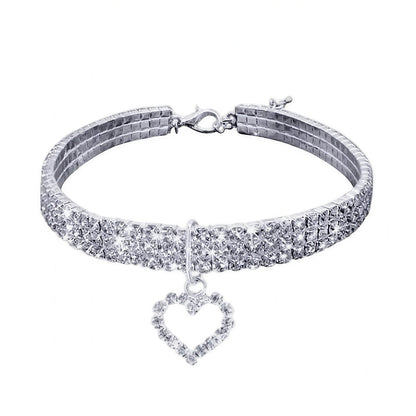 Collier étincelant en strass pour chat avec un cœur Pour toi Mon chat