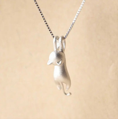 Collier et pendentif de chat de couleur argent - vue 2