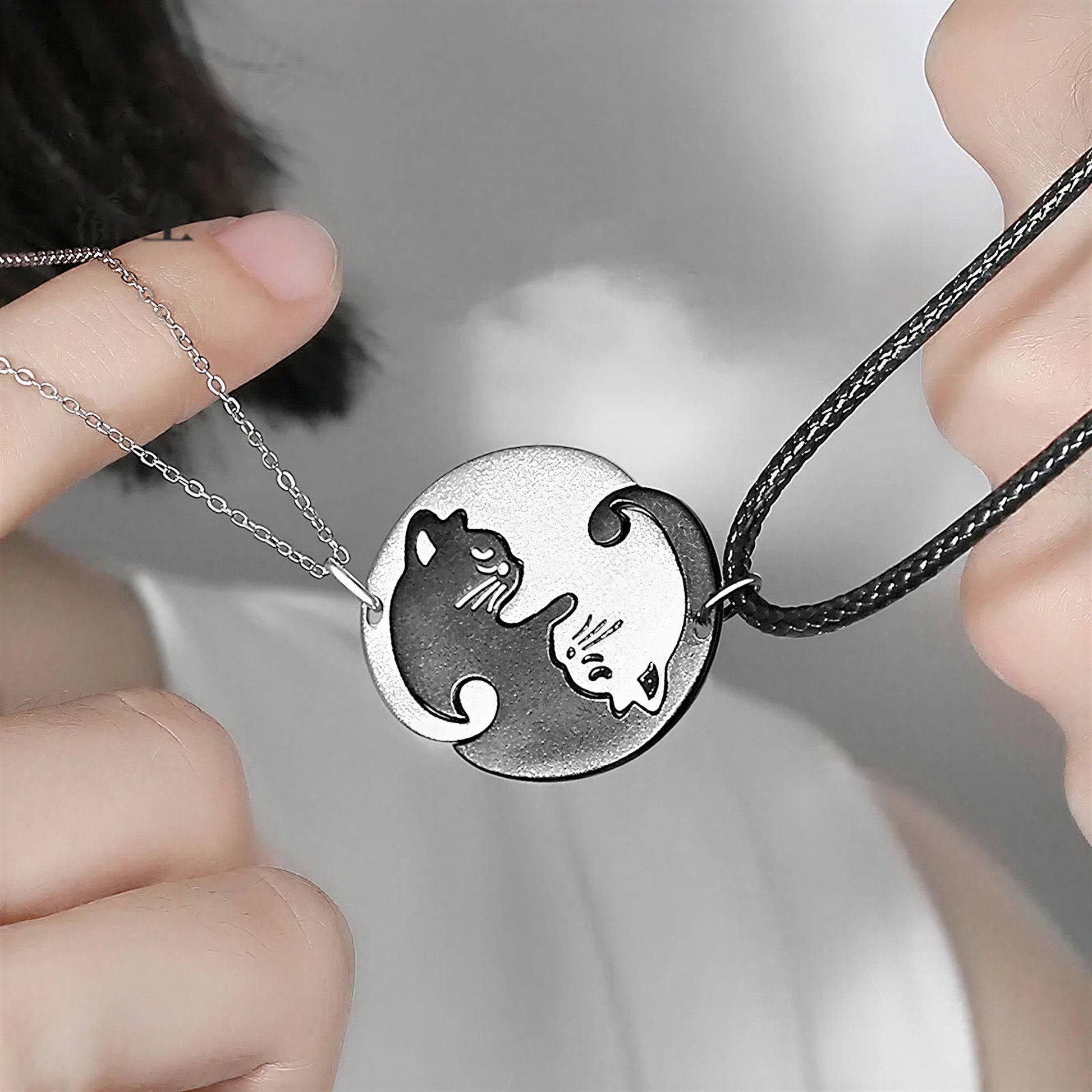 Collier de couple à design de chat en acier inoxydable Pour toi Mon chat
