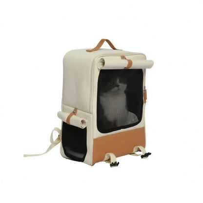 Sac à dos pliable de grande capacité en cuir et tissu Oxford pour chat - vue 2