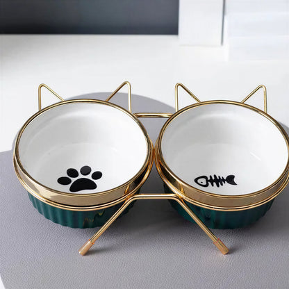 Gamelle Chat Surélevée avec Double Bols en Céramique Pour toi Mon chat
