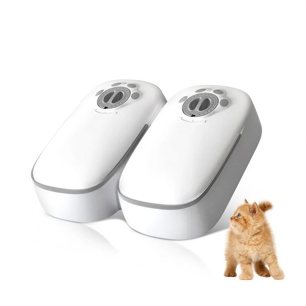 Mangeoire automatique grise pour chat - vue 3