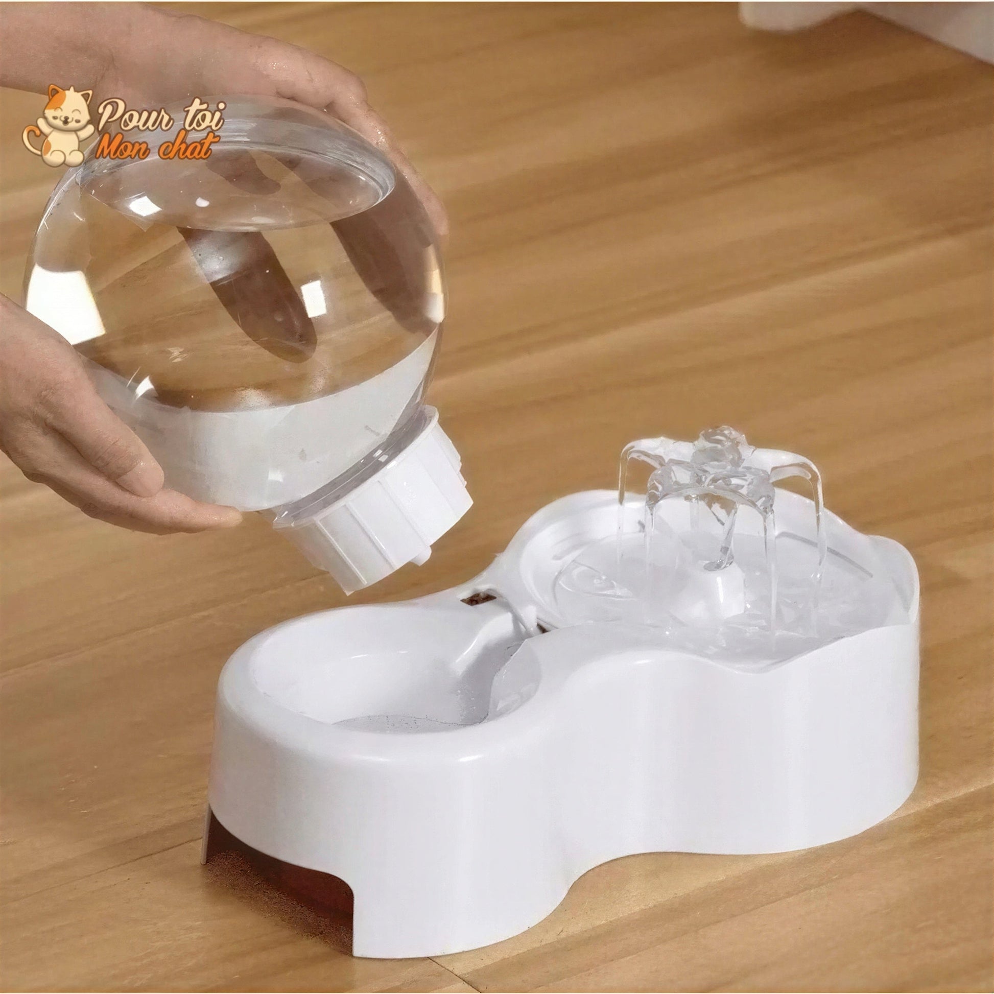 Fontaine pour chat avec pompe à eau silencieuse avec capteur de mouvement Pour toi Mon chat