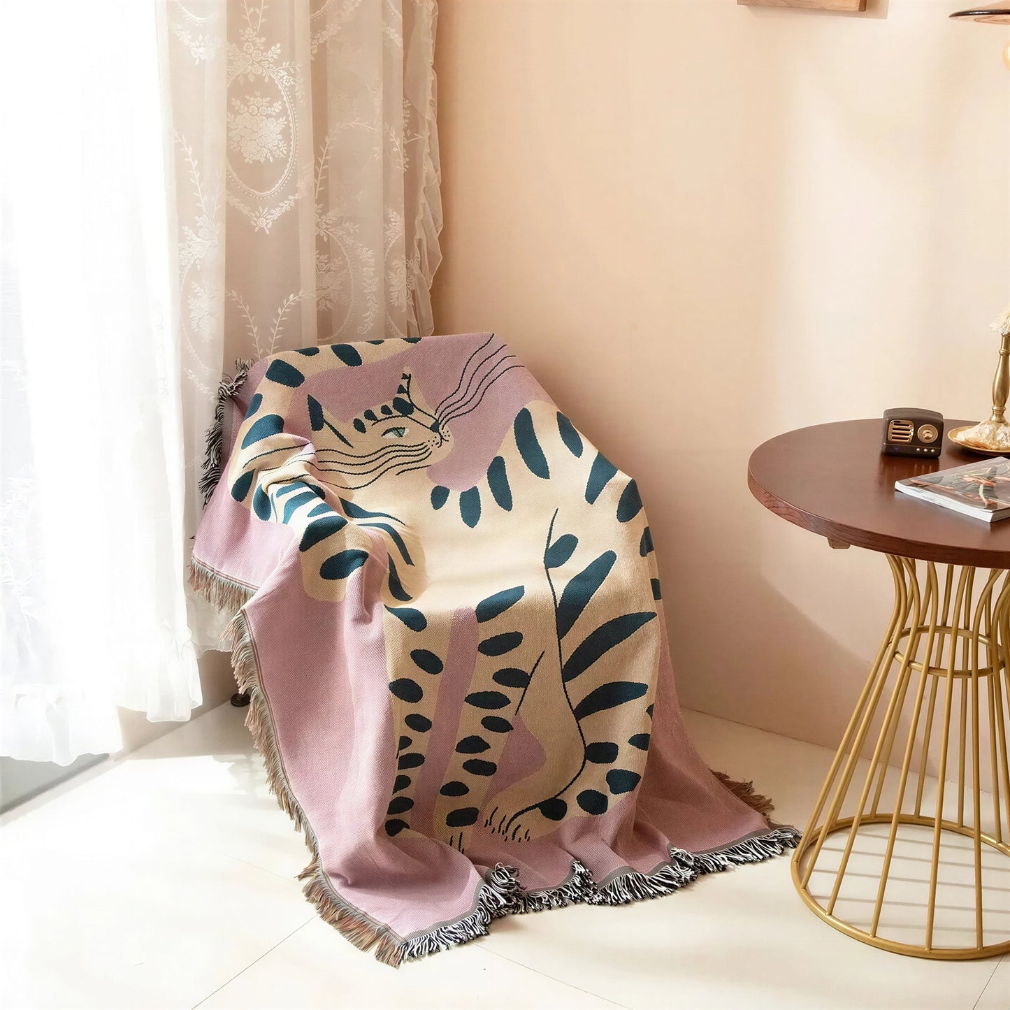Cadeau Fan De Chat Plaid Rose Avec Chat Noir Et Blanc Pour toi Mon chat