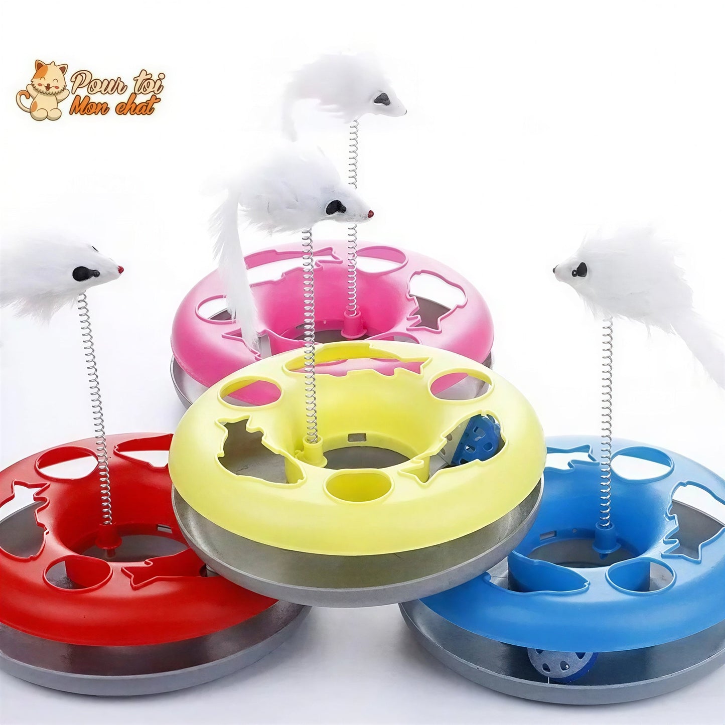 Jouet à balles et plumes : 2 jouets en 1 interactifs pour chat - Pilou-Pilou™ Pour toi Mon chat