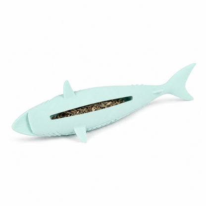 Jouet brosse à dents en forme de poisson en silicone et herbe à chat - vue 1