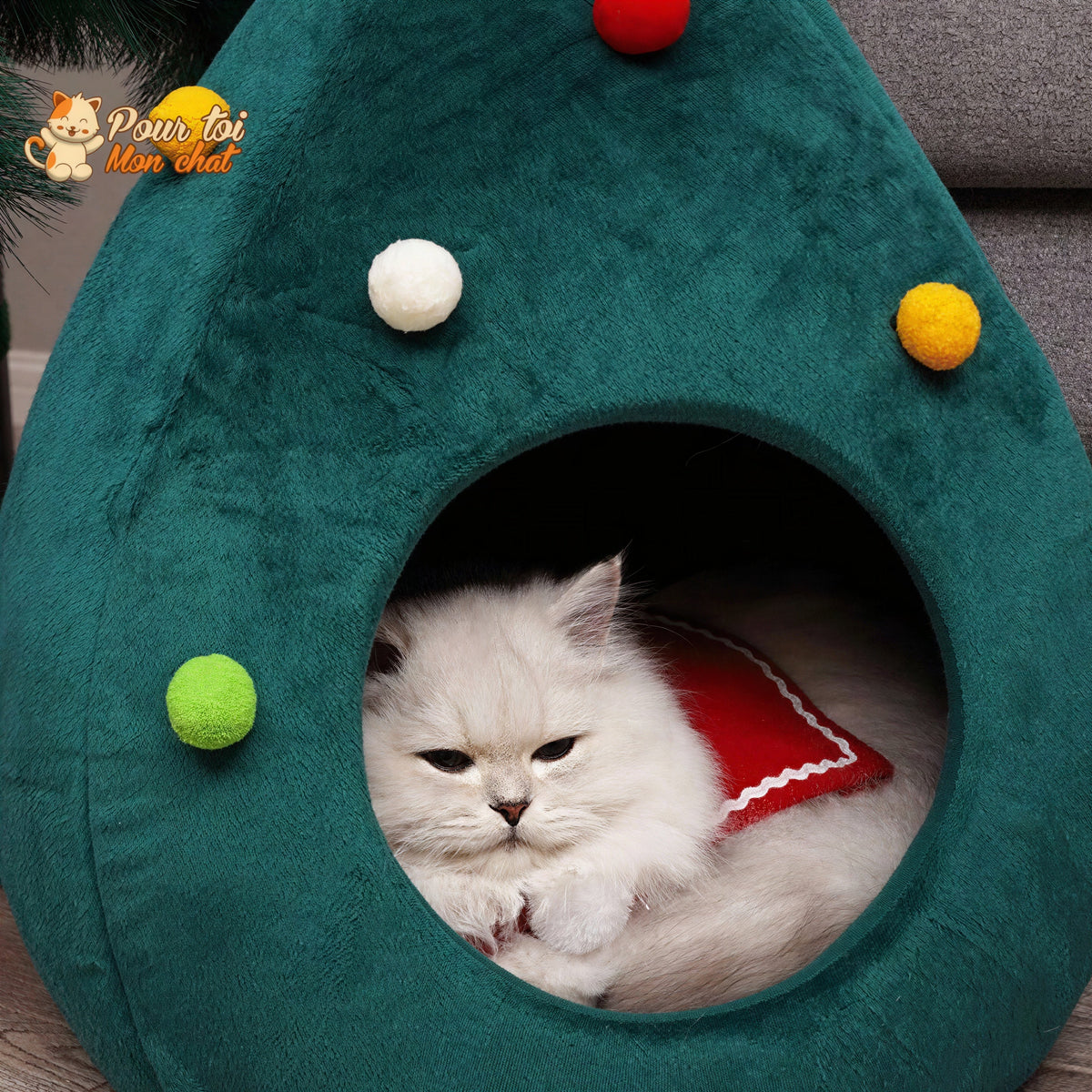 Noël - Niche, lit en forme de Sapin de Noël - MonBeauChatPin™ Pour toi Mon chat