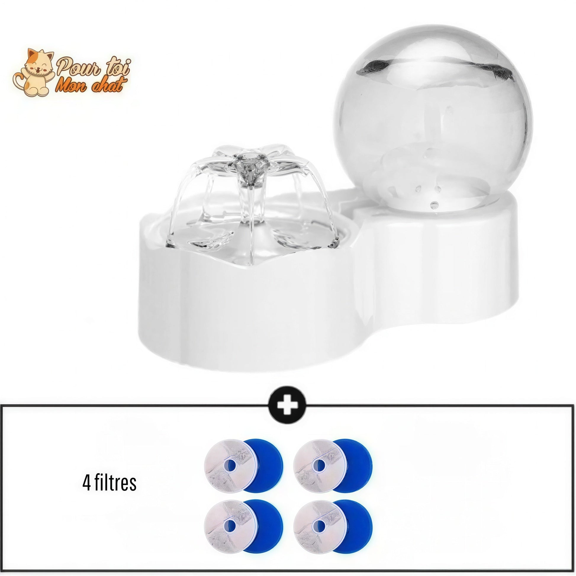 Fontaine pour chat avec pompe à eau silencieuse avec capteur de mouvement Pour toi Mon chat
