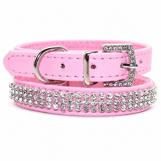 Collier de laisse en strass et faux cuir pour chat Pour toi Mon chat