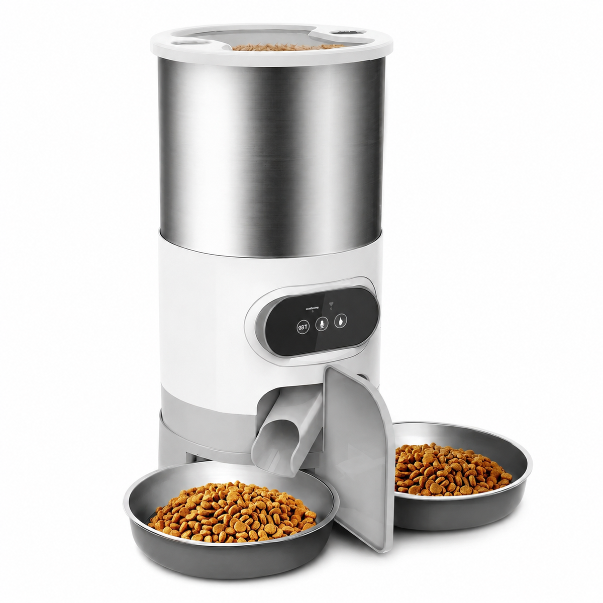 Distributeur de nourriture intelligent pour chat avec deux bols en acier inoxydable Pour toi Mon chat