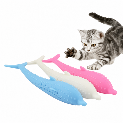 Brosse à dents en silicone en forme de dauphin pour chat Pour toi Mon chat