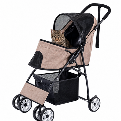 Poussette pliable avec panier de rangement pour chat Pour toi Mon chat