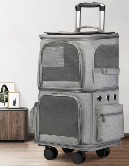 Sac pliable télescopique à roulettes pour chat Pour toi Mon chat