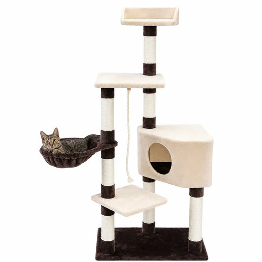 Arbre à chat XXL beige avec corde et boule Pour toi Mon chat