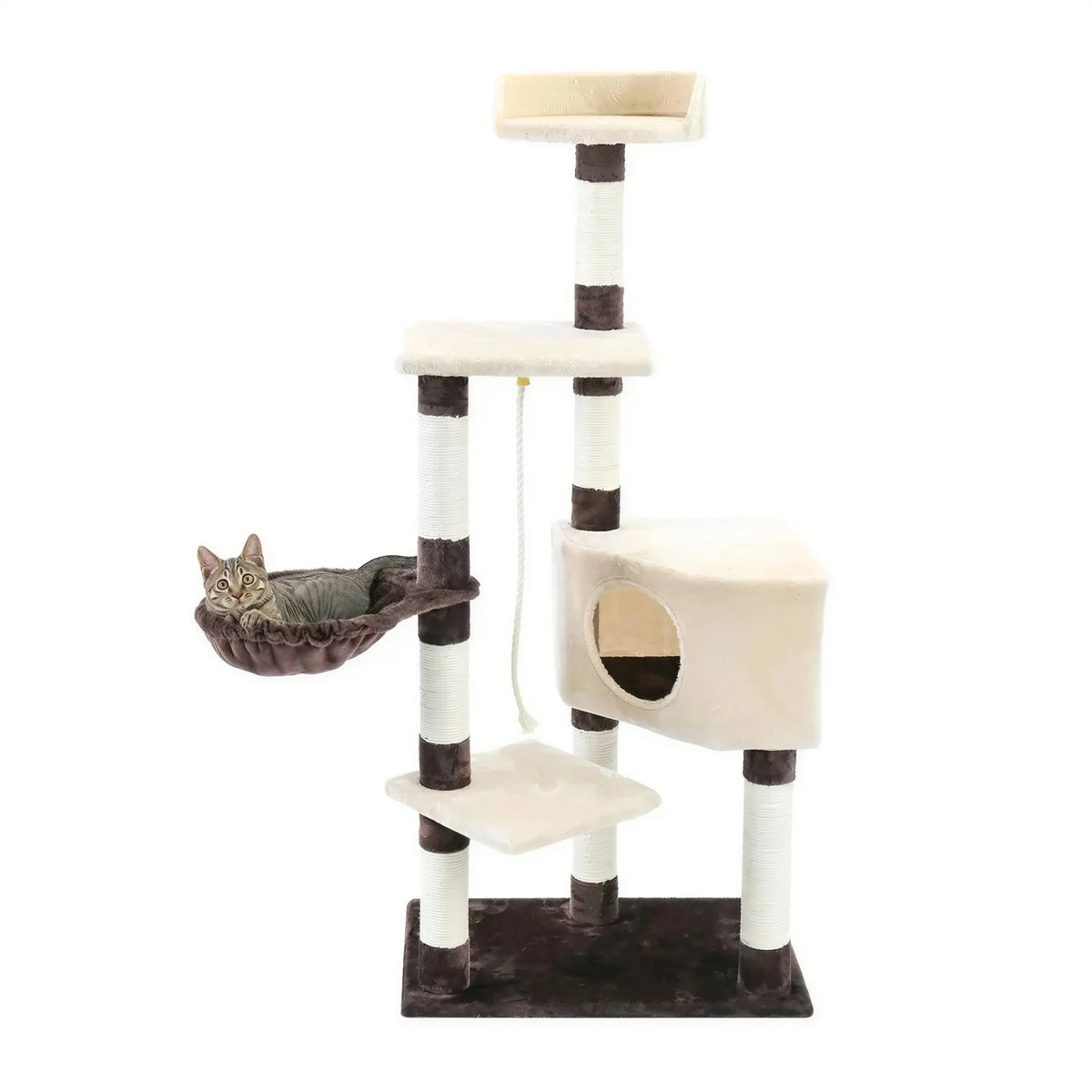 Arbre à chat XXL beige avec corde et boule Pour toi Mon chat