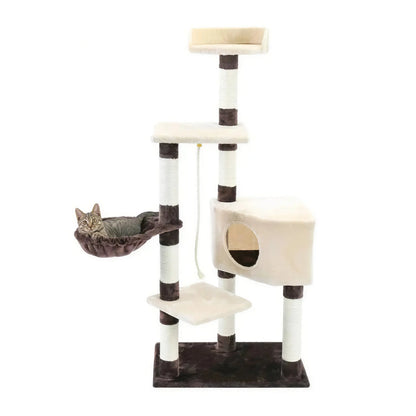 Arbre à chat XXL beige avec corde et boule Pour toi Mon chat