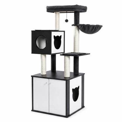 Arbre à chat noir en bois massif XXL Pour toi Mon chat