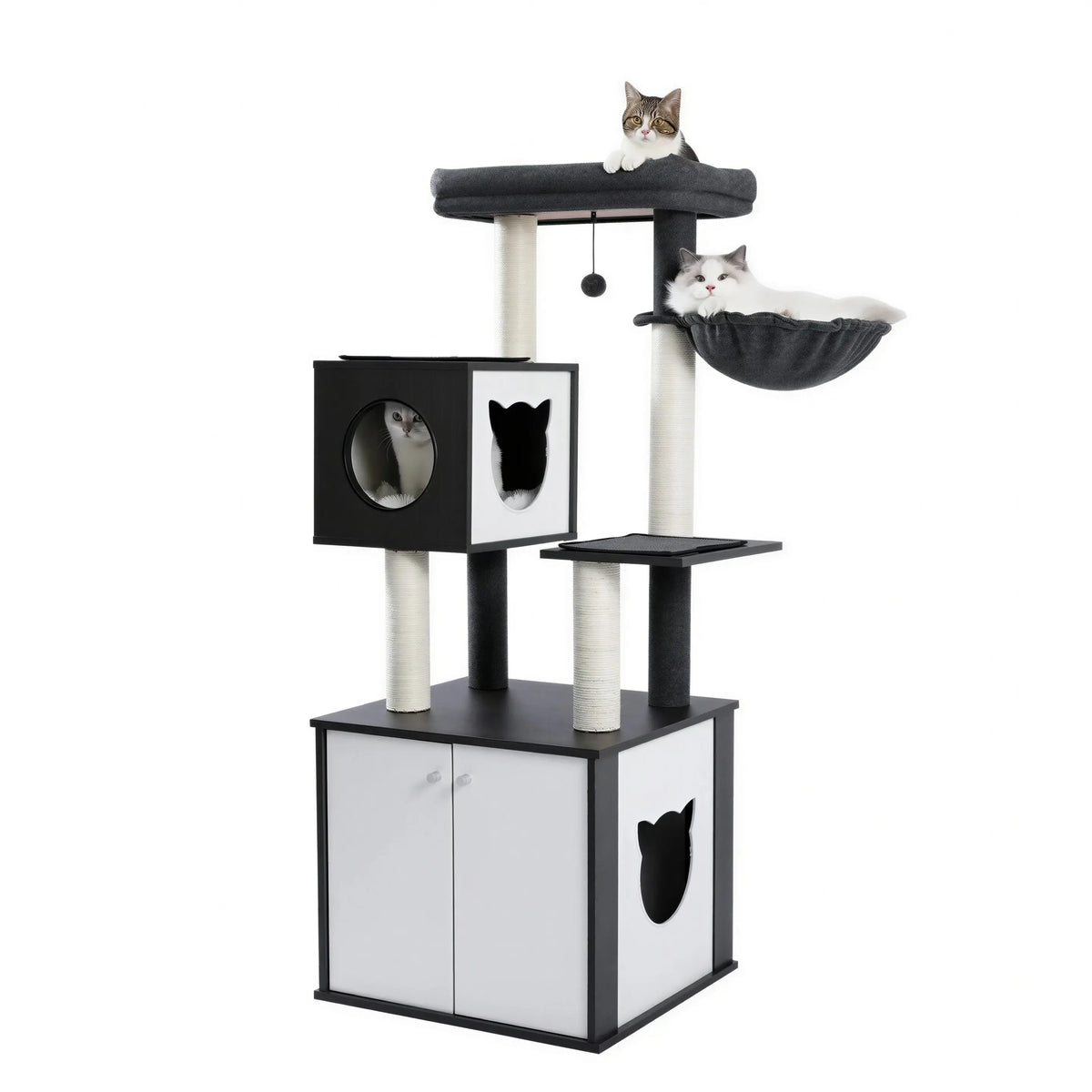 Arbre à chat noir en bois massif XXL Pour toi Mon chat