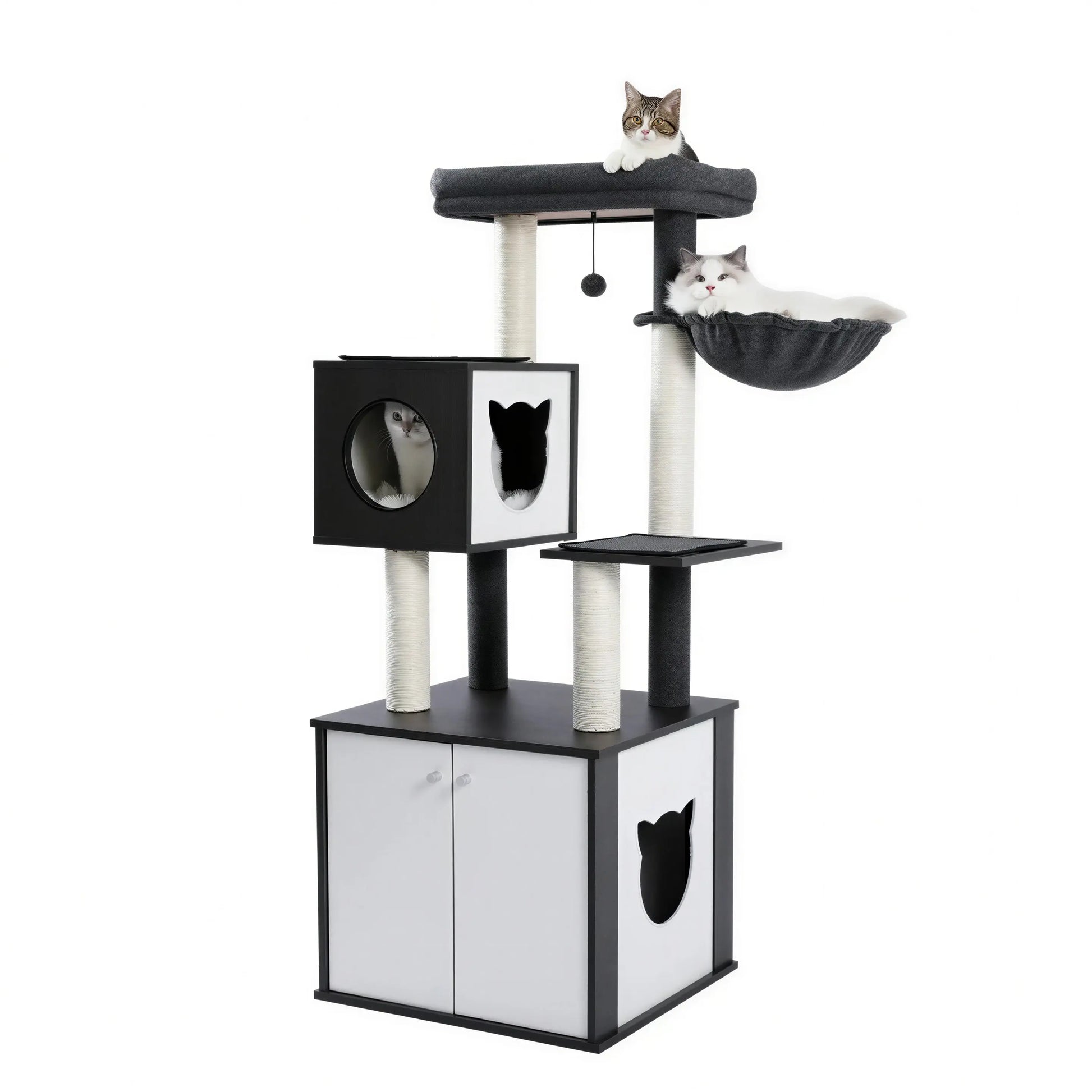 Arbre à chat noir en bois massif XXL Pour toi Mon chat