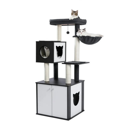 Arbre à chat noir en bois massif XXL Pour toi Mon chat