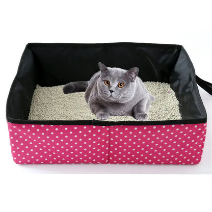 Bac à litière étanche et pliable avec motifs à pois pour chat Pour toi Mon chat