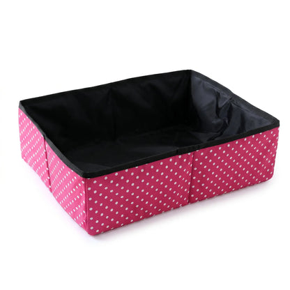 Bac à litière étanche et pliable avec motifs à pois pour chat Pour toi Mon chat