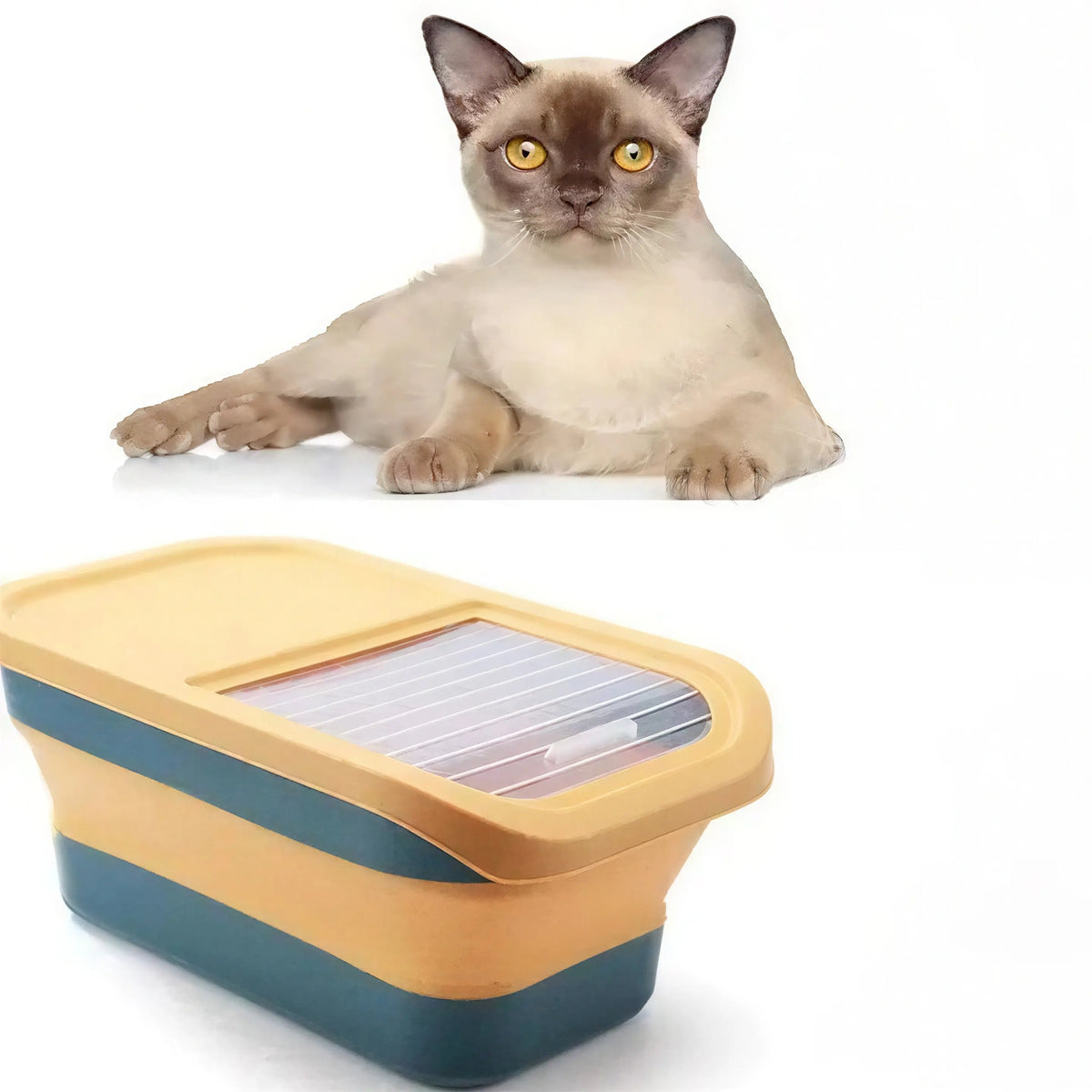 Boite à Croquette Pliable avec Ouverture Coulissante et Étanche Pour toi Mon chat