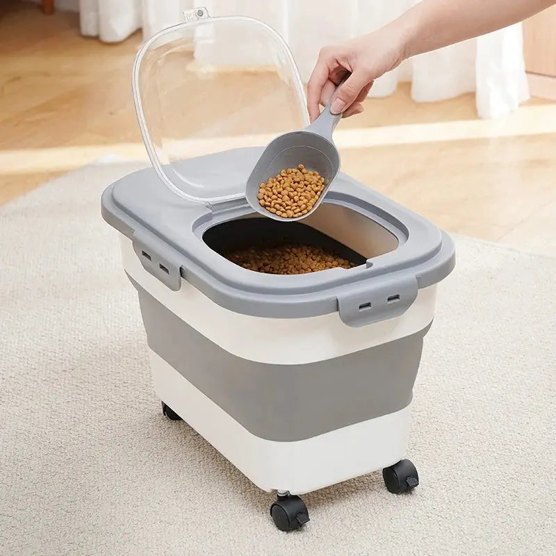 Boite à Croquette Pliable sur Roulettes avec Ouverture Rabattable