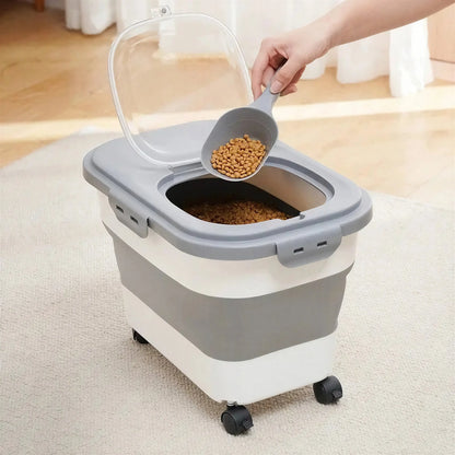 Boite à Croquette Pliable sur Roulettes avec Ouverture Rabattable Pour toi Mon chat