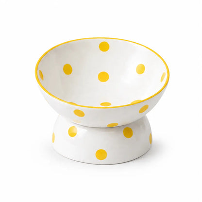 Bol en céramique à pois surélevé pour chat Pour toi Mon chat