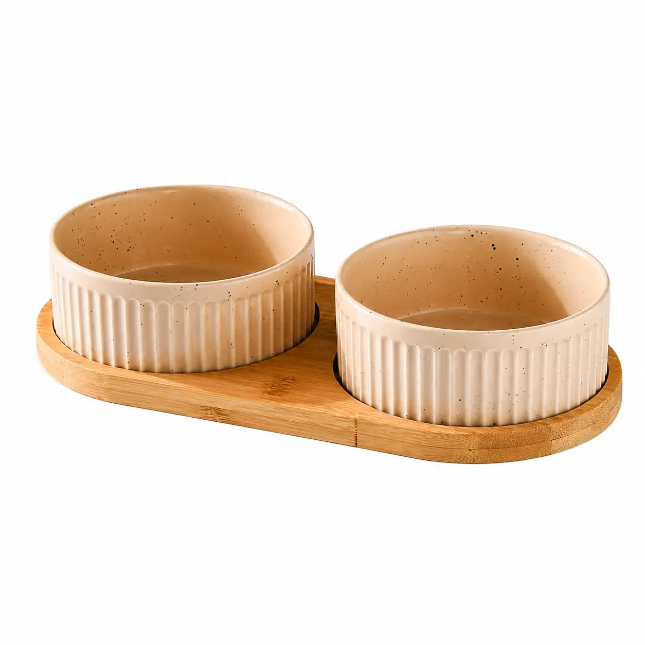 Bol en céramique avec tapis en bois pour chat Pour toi Mon chat