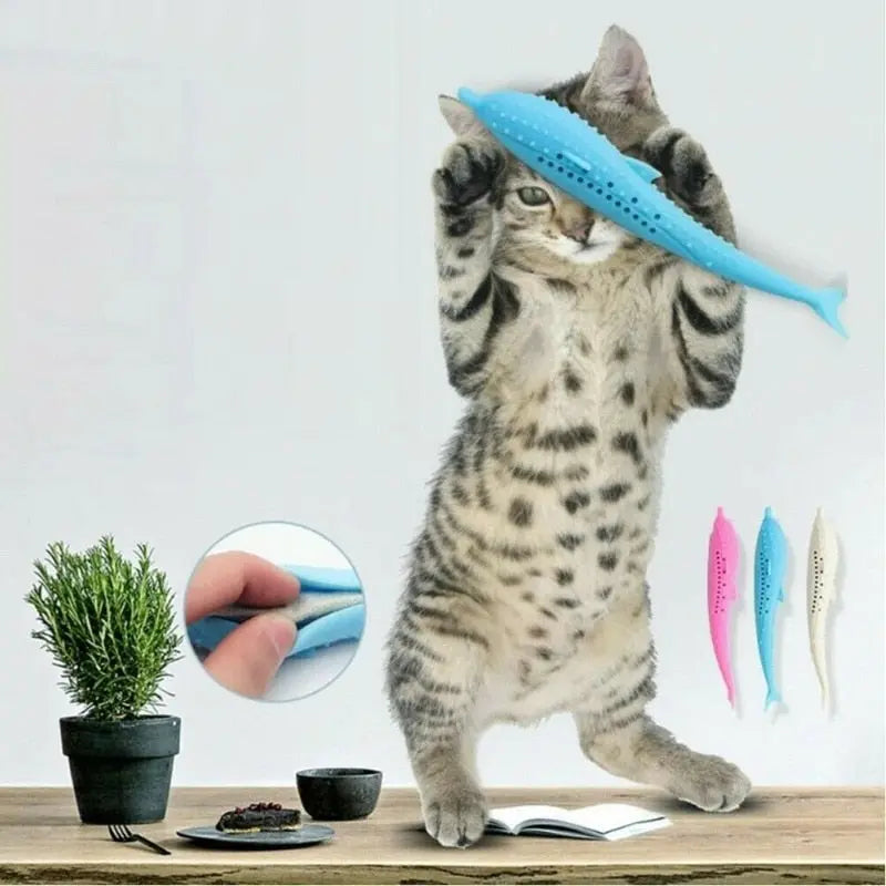 Brosse à dents en silicone en forme de dauphin pour chat Pour toi Mon chat