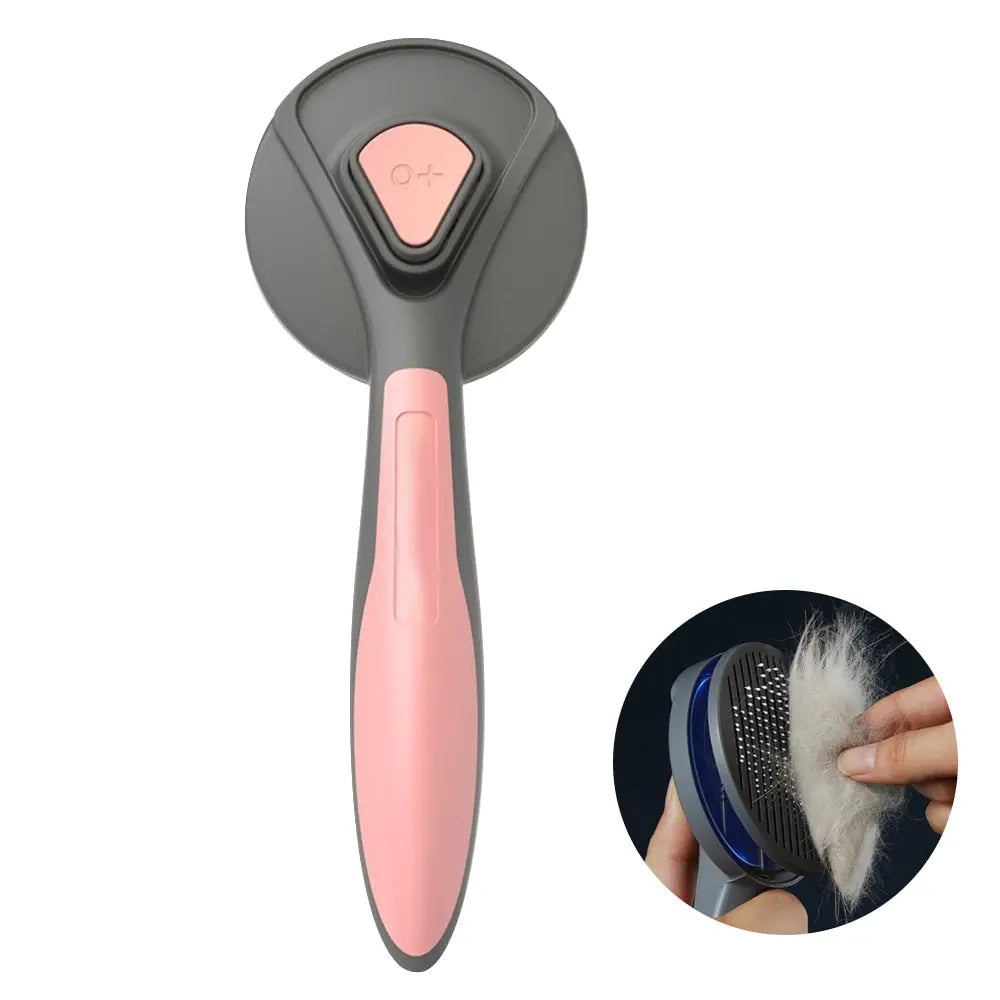 Brosse de toilettage avec bouton en acier inoxydable pour chat Pour toi Mon chat