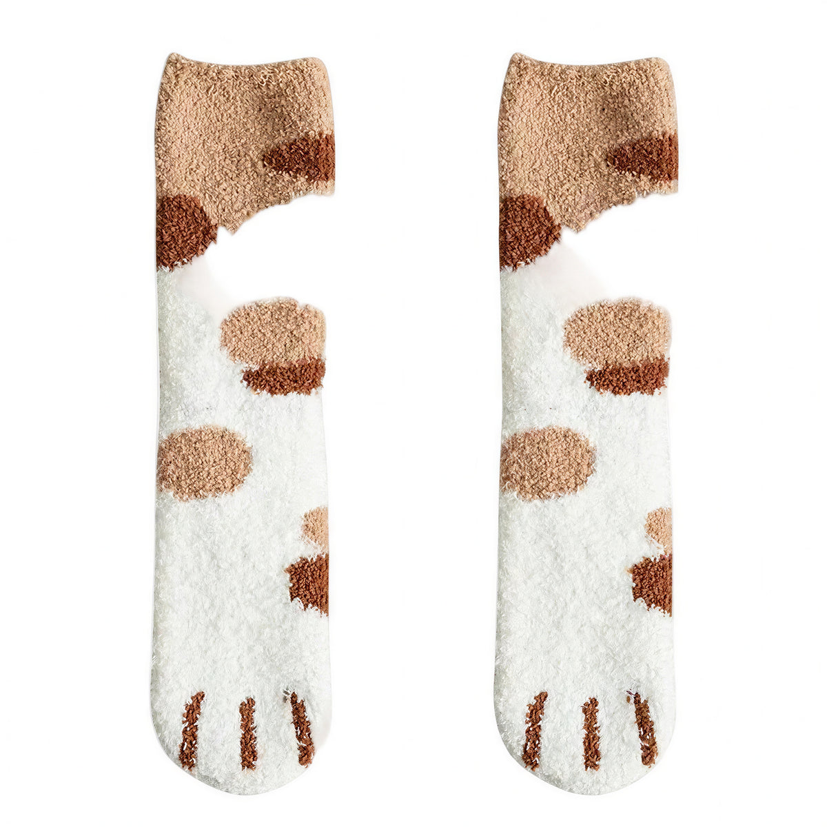 Cadeau Fan De Chat Chaussettes En Forme De Patte De Chat Douce - Marron