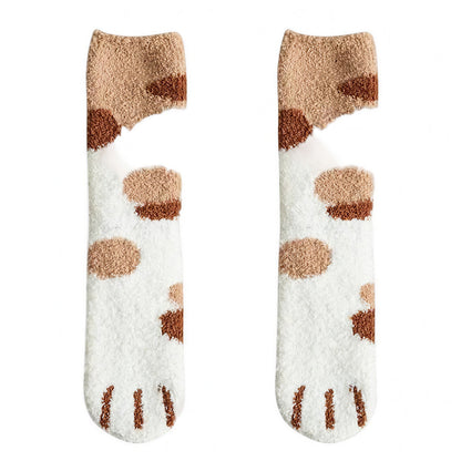 Cadeau Fan De Chat Chaussettes En Forme De Patte De Chat Douce - Marron