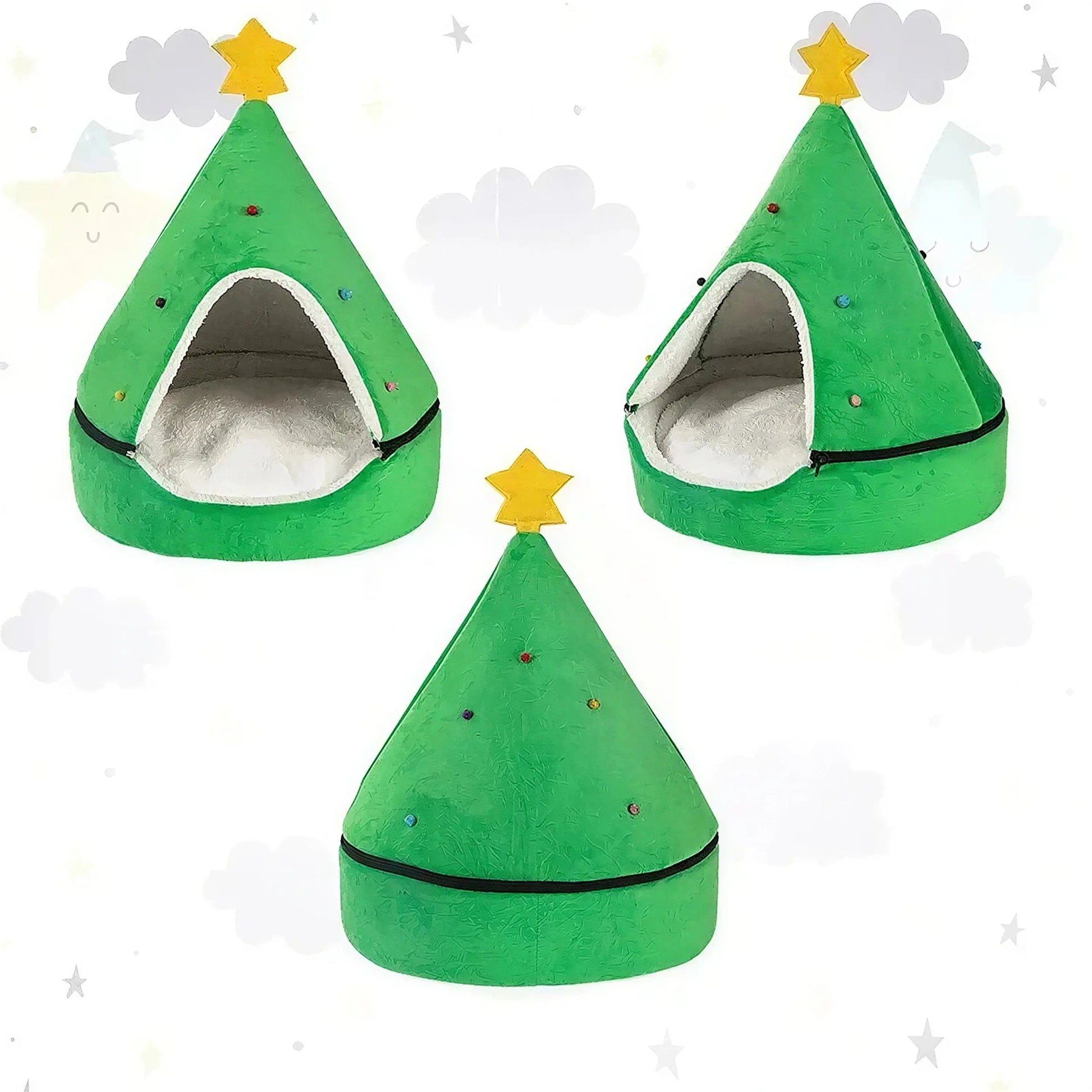 Cabane Pour Chat Sapin De Noel Vert Avec Étoile Jaune Pour toi Mon chat