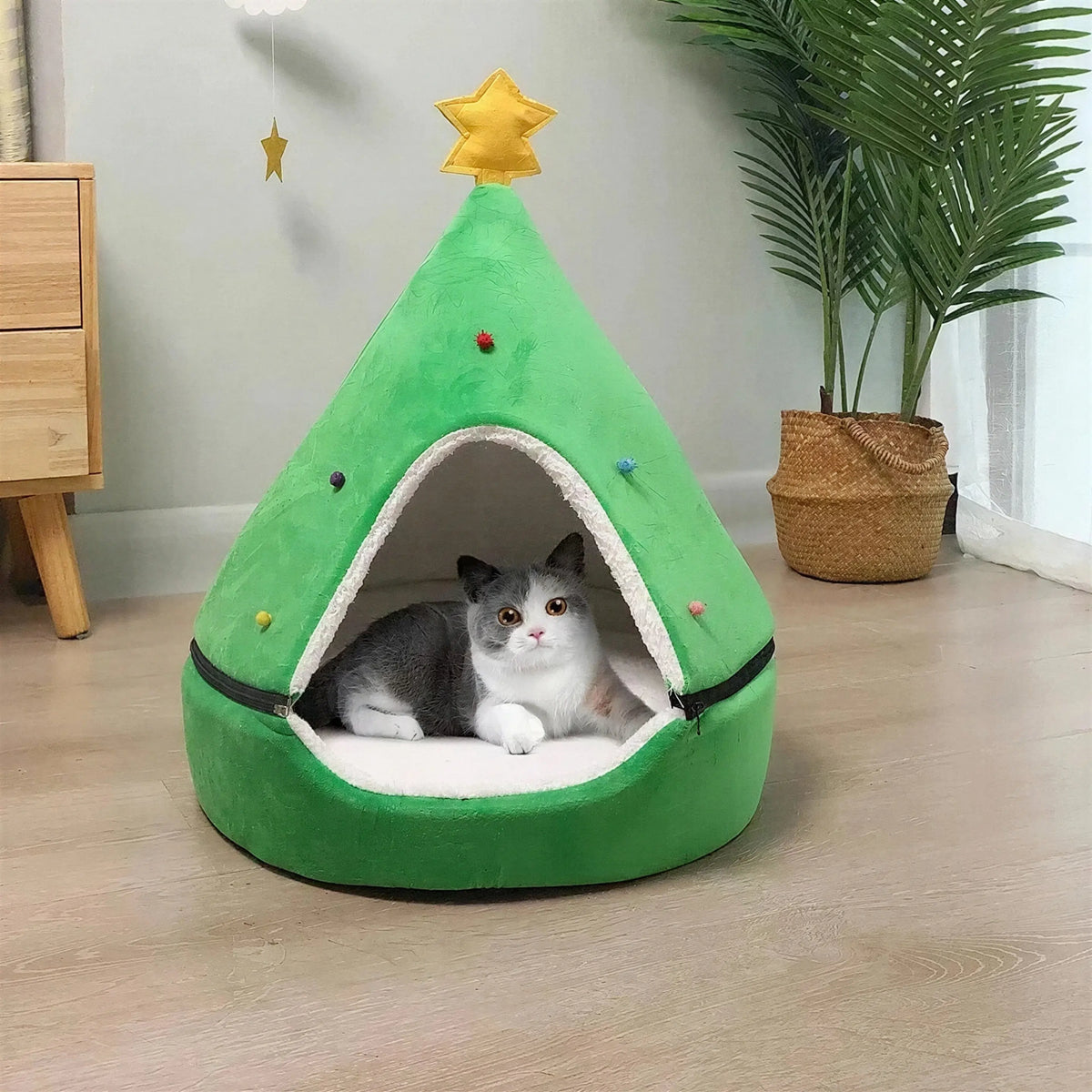 Cabane Pour Chat Sapin De Noel Vert Avec Étoile Jaune Pour toi Mon chat