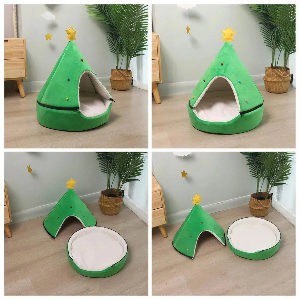 Cabane Pour Chat Sapin De Noel Vert Avec Étoile Jaune Pour toi Mon chat